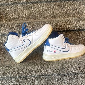 Pepsi White and Blue High-Top Sneakers